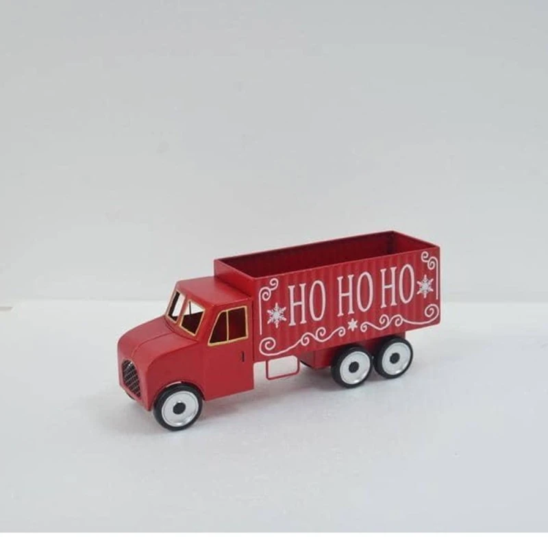XMAS RED METAL TRUCK HOHOHO 50X14X20CM