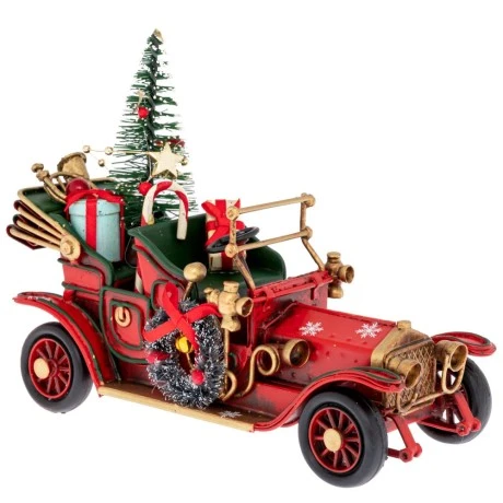 XMAS METAL RETRO CAR 16X6X10CM