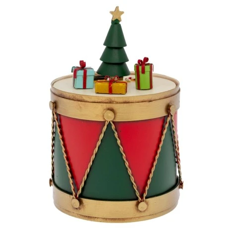 XMAS METAL DRUM BOX 12X12X17CM