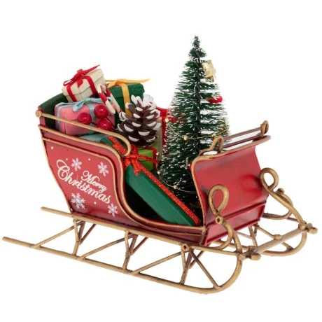 XMAS METAL SLEIGH WITH GIFTS 16X8X13CM