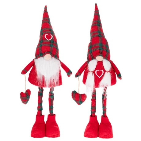XMAS SET 2 RED FABRIC FOLDABLE GNOME WITH HEART 70CM