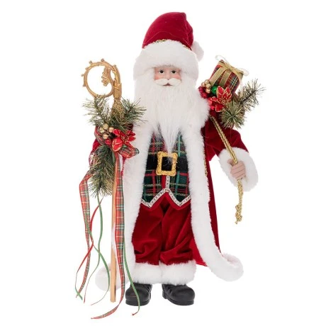 MAS RED COLOR CHECKERED SANTA CLAUS WITH GIFT BOX 45CM