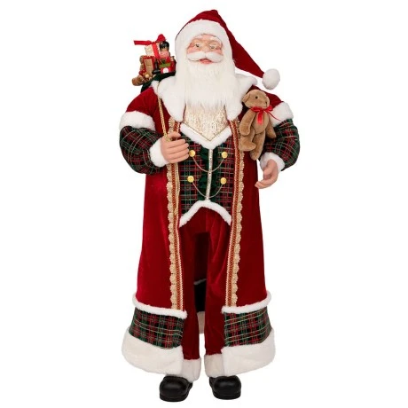 XMAS SANTA CLAUS IN RED GREEN COLOR HOLDING GIFTS 150CM