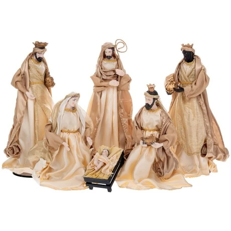 XMAS SET 6 RESIN NATIVITY FIGURINES IN GOLD COLOR 40CM