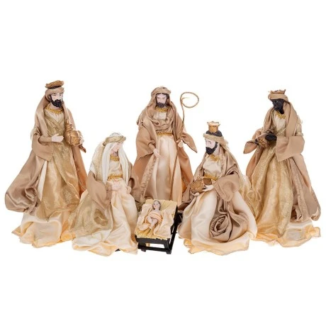 XMAS SET 6 RESIN NATIVITY FIGURINES IN GOLD COLOR 30CM