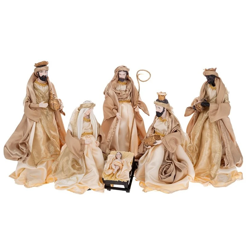 XMAS SET 6 RESIN NATIVITY FIGURINES IN GOLD COLOR 30CM