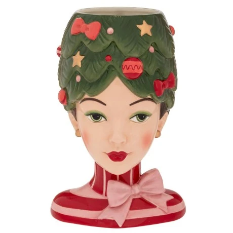 XMAS 
CERAMIC FLOWER POT IN THE SHAPE OF A WOMAN S FACE 20X19X30CM