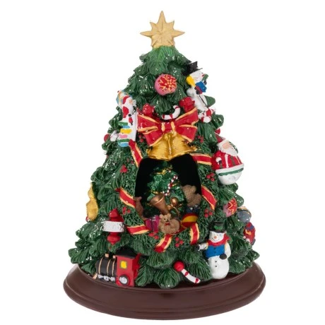 XMAS GREEN COLOR RESIN WINDING TREE WITH, MUSIC AND MOVEMENT D13,5X20CM