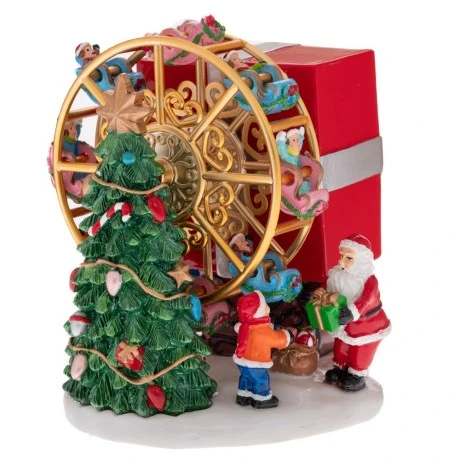 XMAS RED FUNNEL PARK SPINNING WHEEL WITH SANTA CLAUS AND MUSIC 11X11X14,5CM