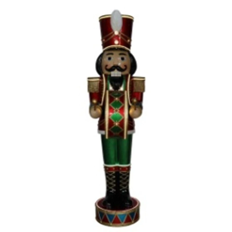 XMAS RED GREEN POLYRESIN NUTCRAKE WITH LED LIGHT, MOVEMENT AND MUSIC WITH TIMER 56X42X192CM