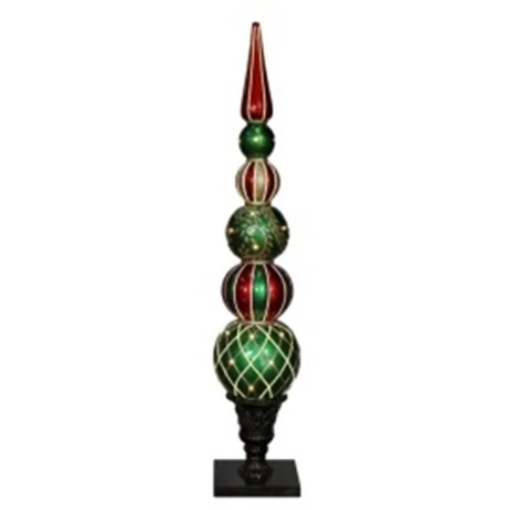 XMAS MULTICOLOR RESIN BALL COLUMN IN 3 SIZES WITH LED LIGHT 33X33X183CM