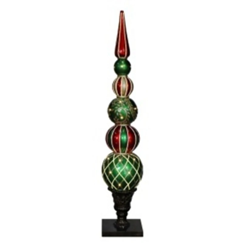XMAS MULTICOLOR RESIN BALL COLUMN IN 3 SIZES WITH LED LIGHT 33X33X183CM