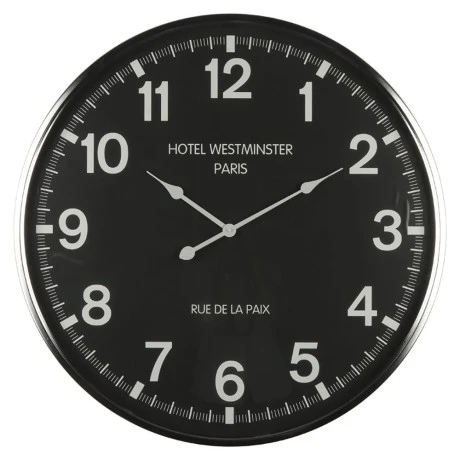 OVERSIZED SILVER AND BLACK WALL CLOCK RUE DE LA PAIX 75x6CM