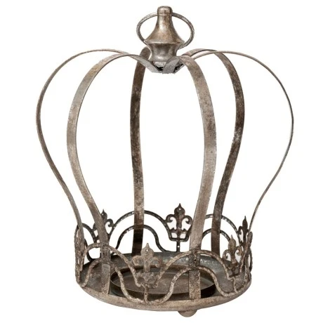 SILVER METAL CANDLE HOLDER CROWN 25X22X29CM
