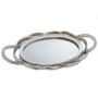 DECO SILVER RESIN ROUND TRAY WITH MIRROR 48,5Χ27,8CM