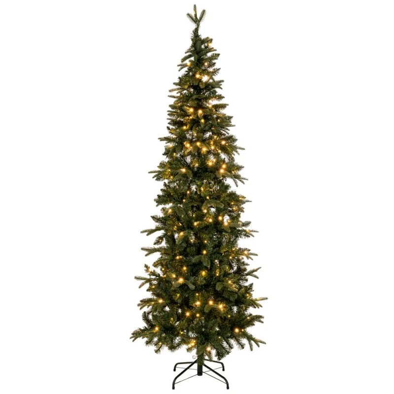 CHRISTMAS TREE PRE-LIT SLIM ALPINE 210CM WITH 300 LED WARM WHITE