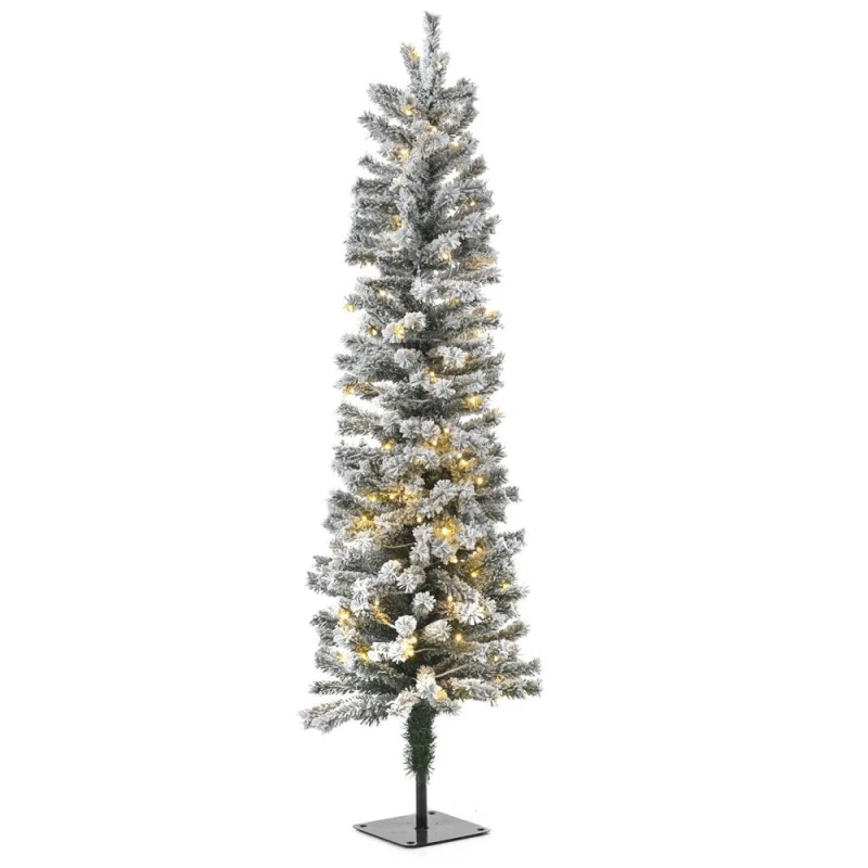 XMAS TREE PRE-LIT SNOW PENCIL D40Χ120CM WITH 100 WHITE LED LIGHTS
