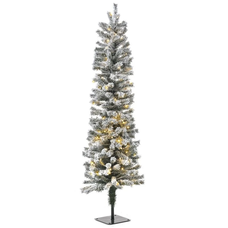 XMAS TREE PRE-LIT SNOW PENCIL D45Χ150CM WITH 140 WHITE LED LIGHTS