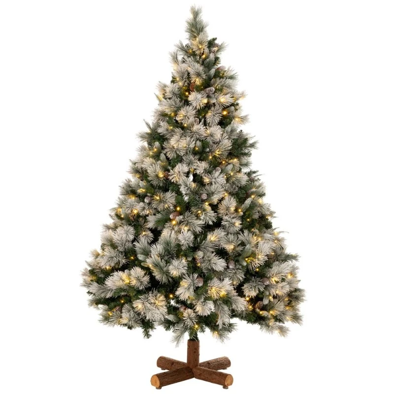 CHRISTMAS TREE PRE-LIT SNOWY MONTCLAIR SPRUCE 210CM WITH 500 WARM WHITE LED AND MULTICLOLOR