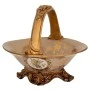 DECO POLYRESIN FLORAL PLATE WITH GOLD HANDLE 26X23X23CM