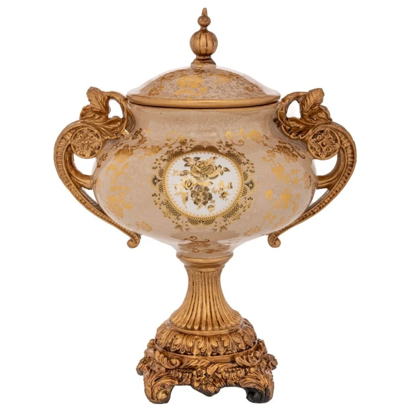 DECO POLYRESIN BOWL WITH LID 34X21CM