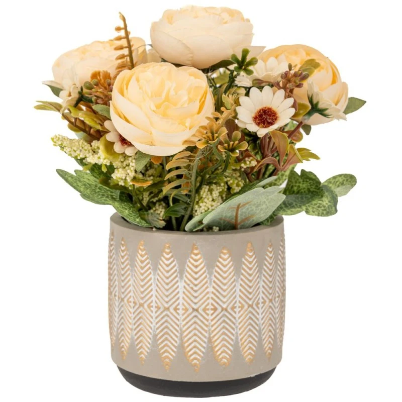 ARTIFICIAL CREM PEONY IN CERMAIC POT