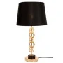 GOLD METAL TABLE LAMP 33Χ62CM WITH CIRCLES AND BLACK FABRIC SHADE