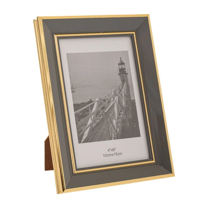 GREY WITH GOLD RIM PHOTO FRAME 10X15CM