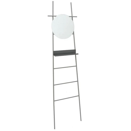 GREY METAL LADDER WITH MIRROR 46X180 CM