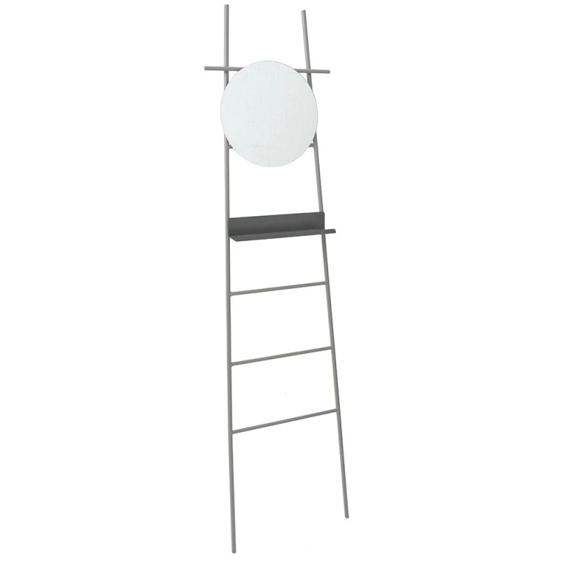 GREY METAL LADDER WITH MIRROR 46X180 CM
