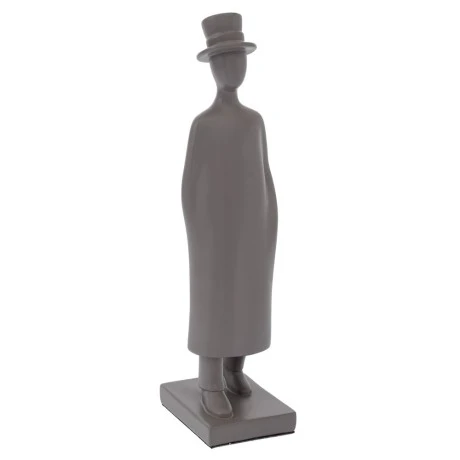 GREY POLYRESIN MAN FIGURE WITH HAT 11X34CM