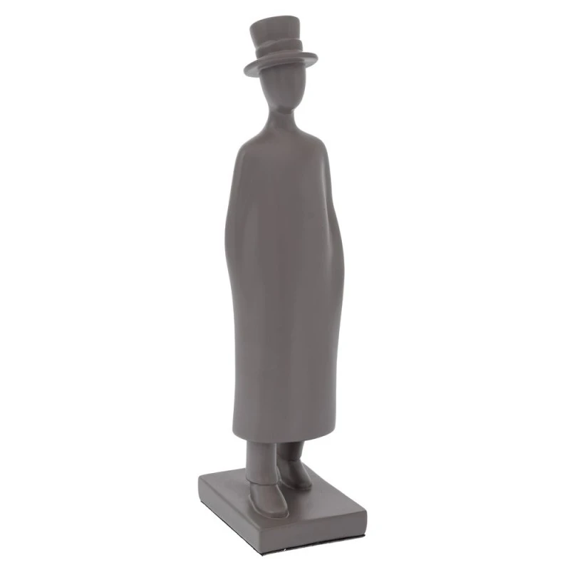 GREY POLYRESIN MAN FIGURE WITH HAT 11X34CM