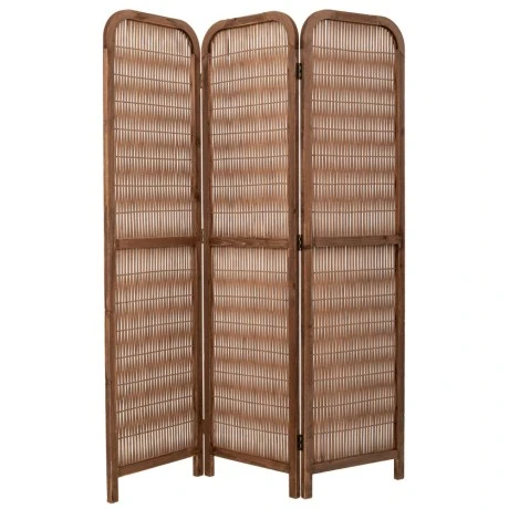 BROWN WOODEN FOLDING SCREEN X3 144Χ2,5Χ181CM