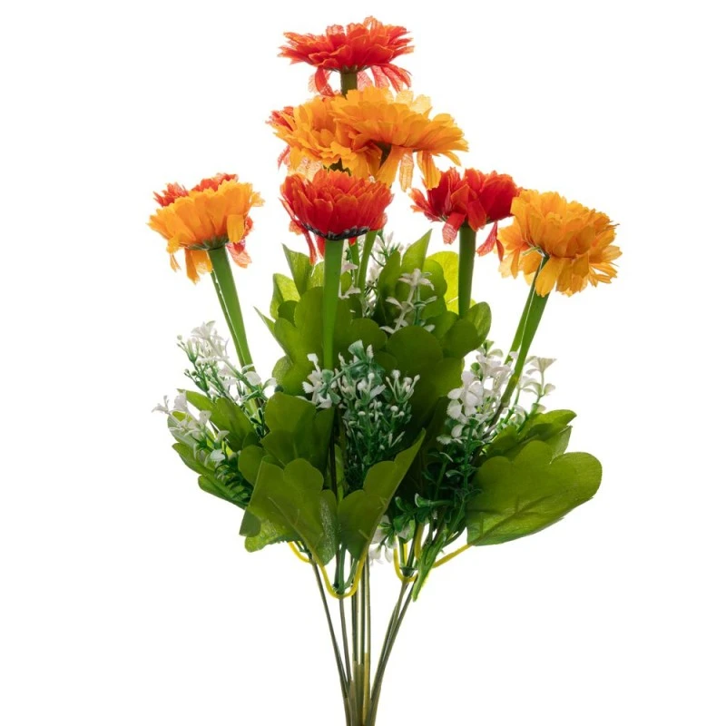 ARTIFICIAL ORANGE DAISIES BUSH 40CM
