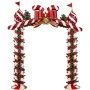 RED WITH WHITE STRIPES CHRISTMAS SQUARE ARCH WITH BOW AND BELLS 242X53X270CM