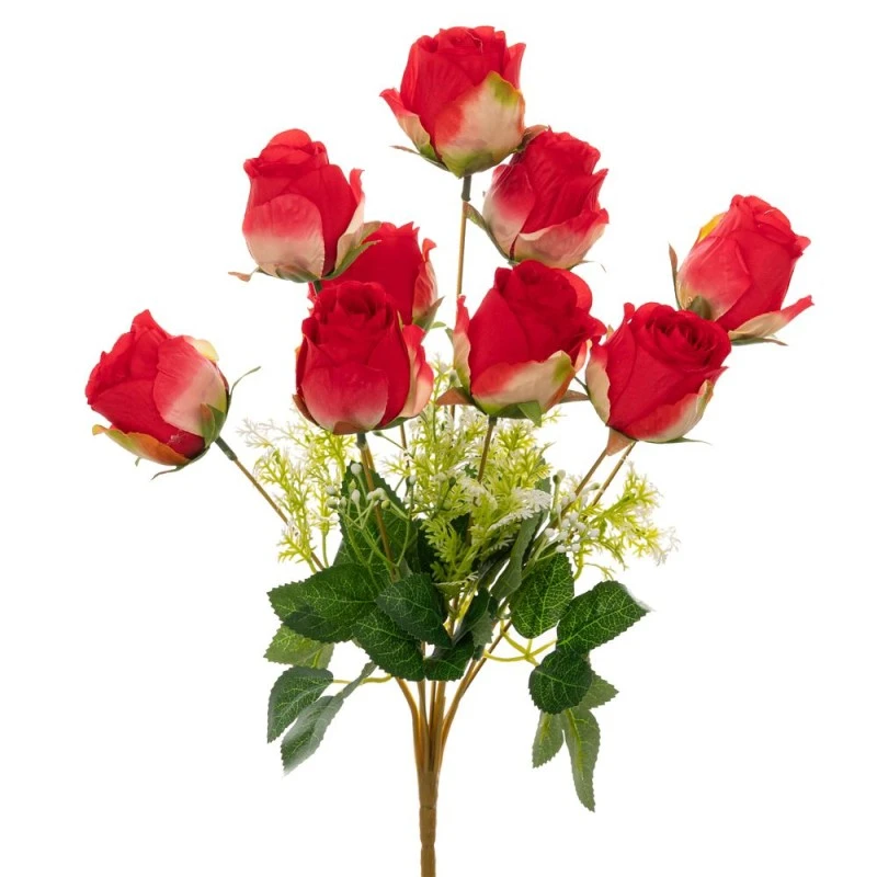 ARTIFICIAL RED ROSE BUSH 45CM