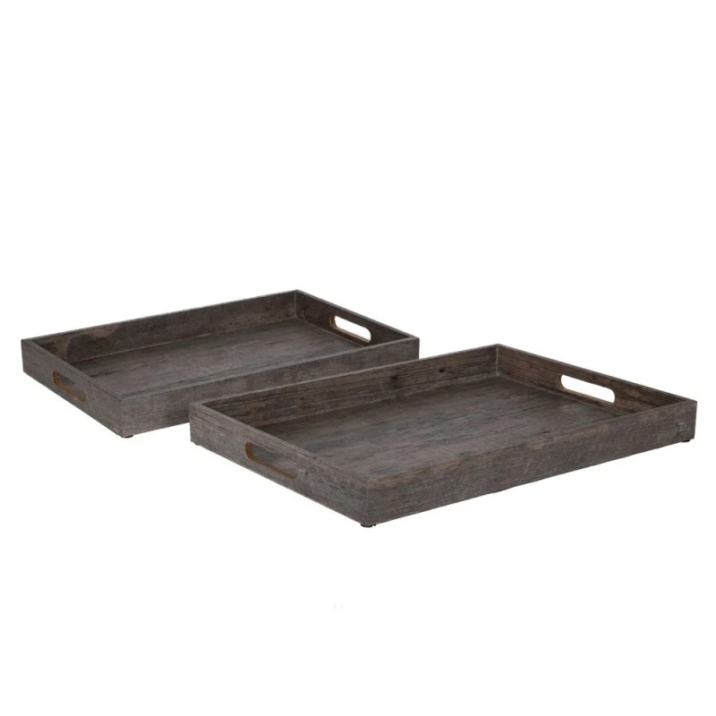 DECO WOODEN GREY TRAY S 2 48x34x4.5CM 44x30x4.5CM