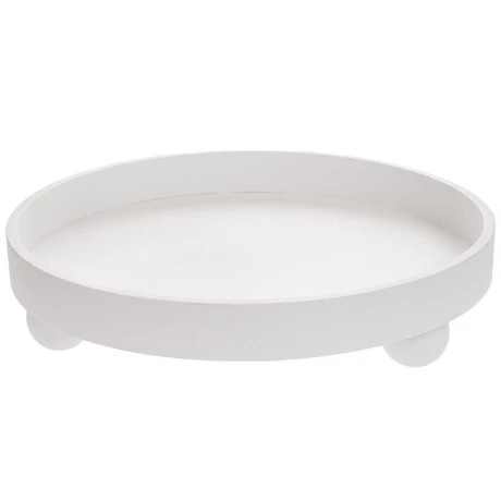 WHITE WOODEN ROUND TRAY D35CM