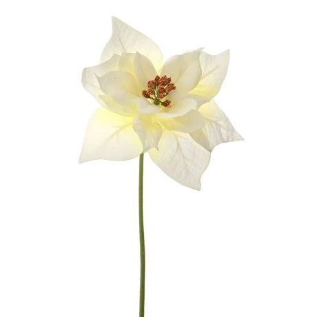 XMAS WHITE POINSETIA PICK D17 33CM