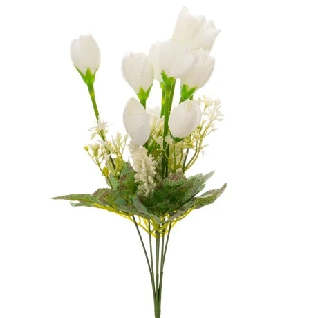 ARTIFICIAL WHITE TULIPS BOUQUET 40CM