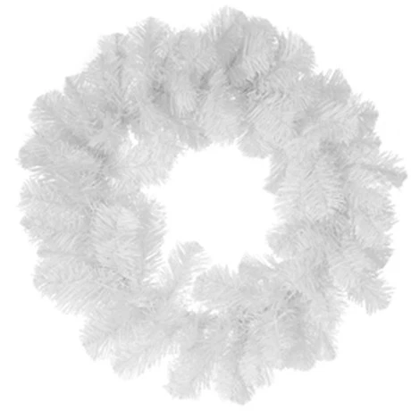 WHITE PVC PINE WREATH 50CM
