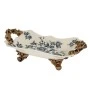 DECO WHITE POLYRESIN TRAY WITH FLOWERS AND GOLD HANDLES 39X23X13CM