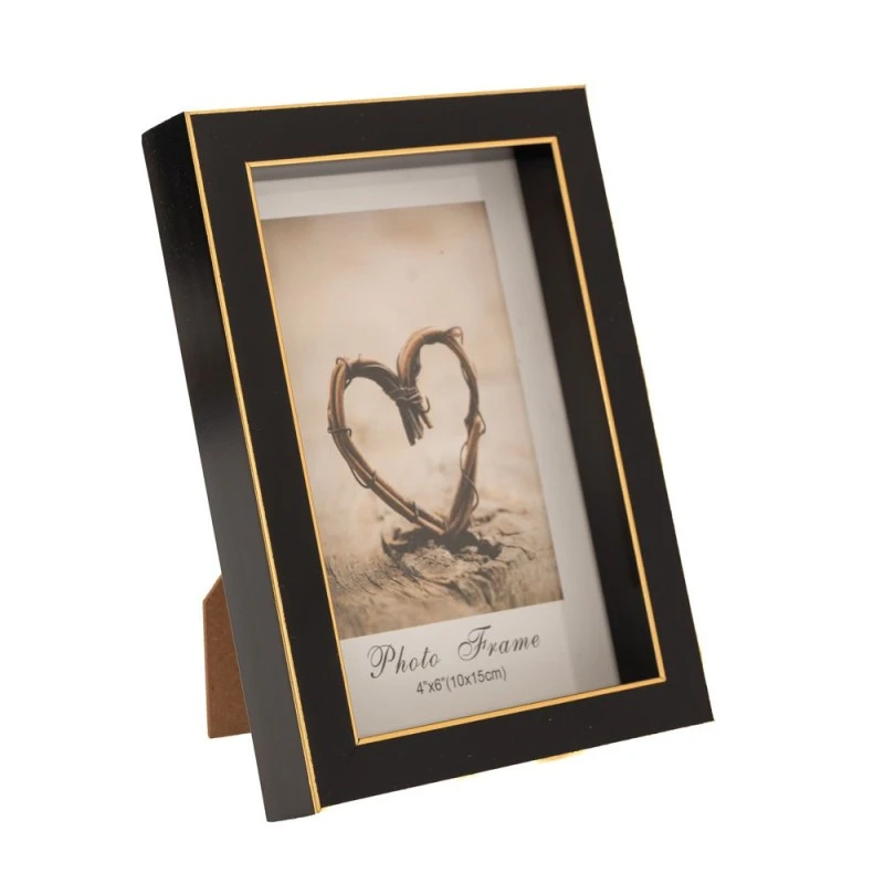 BLACK PHOTO FRAME WITH GOLD DETAIL 10X15CM