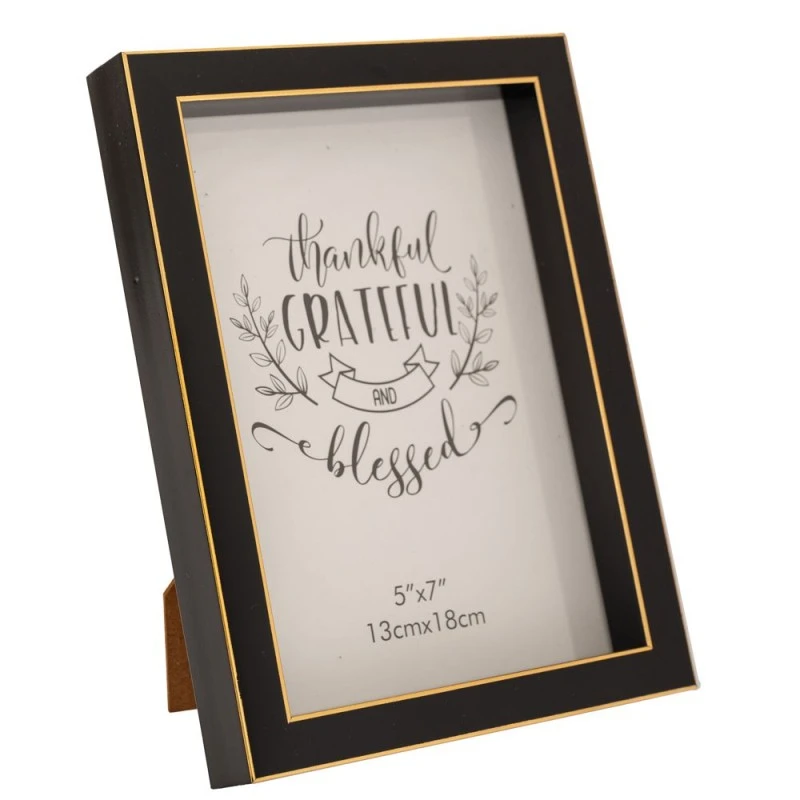 BLACK PHOTO FRAME WITH GOLD DETAIL 13X8CM