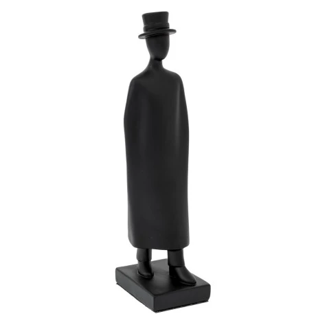 BLACK POLYRESIN MAN FIGURE WITH HAT 12X40CM