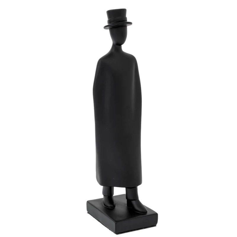 BLACK POLYRESIN MAN FIGURE WITH HAT 12X40CM