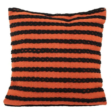 BROWN WITH BLACK STRIPES COTTON FABRIC FILLED CUSHION 50X50CM
