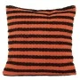 BROWN WITH BLACK STRIPES COTTON FABRIC FILLED CUSHION 50X50CM