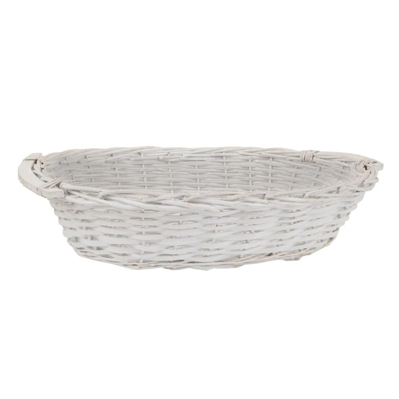 OVAL WHITE BASKET  61X48X16 CM