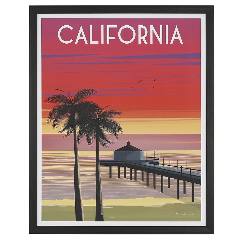 FRAMED PRINT ON CANVAS 60X80 CM CALIFORNIA RETRO STYLE
